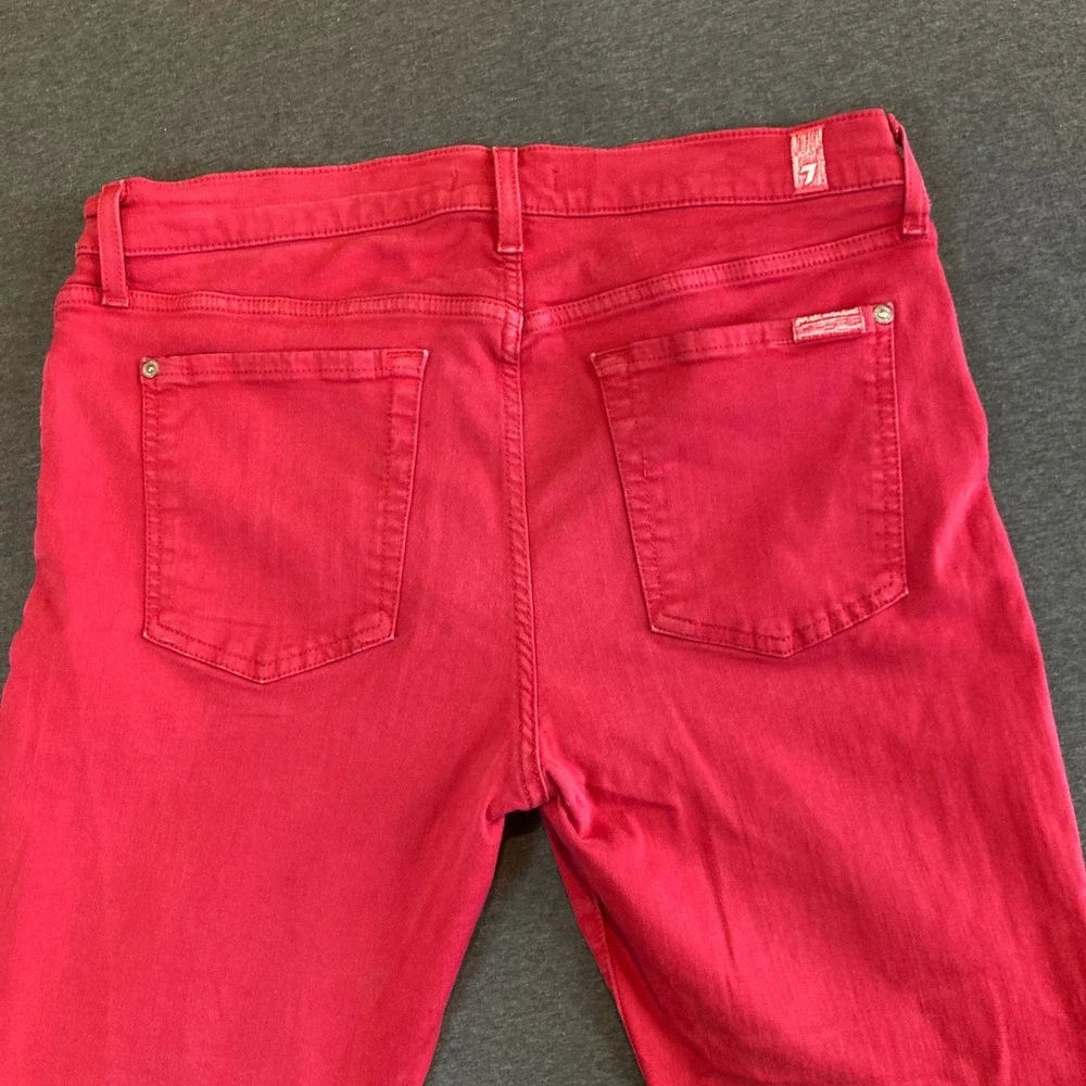 7 For All Mankind Jeans Women 14/27 Skinny Red‎ Stretch Flex Raw Hem AU8150367A